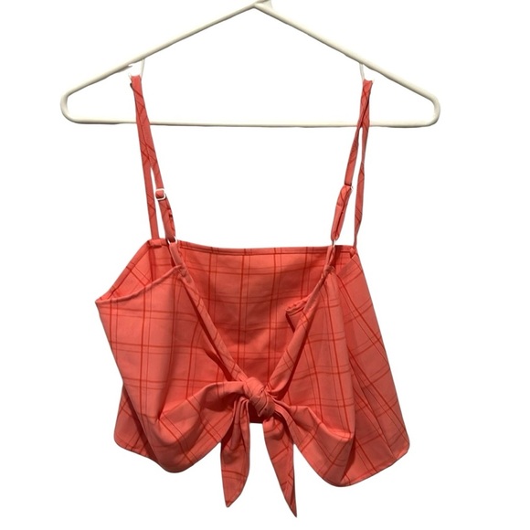 Urban renewal coral plaid tie back tank top size Medium - Picture 3 of 7